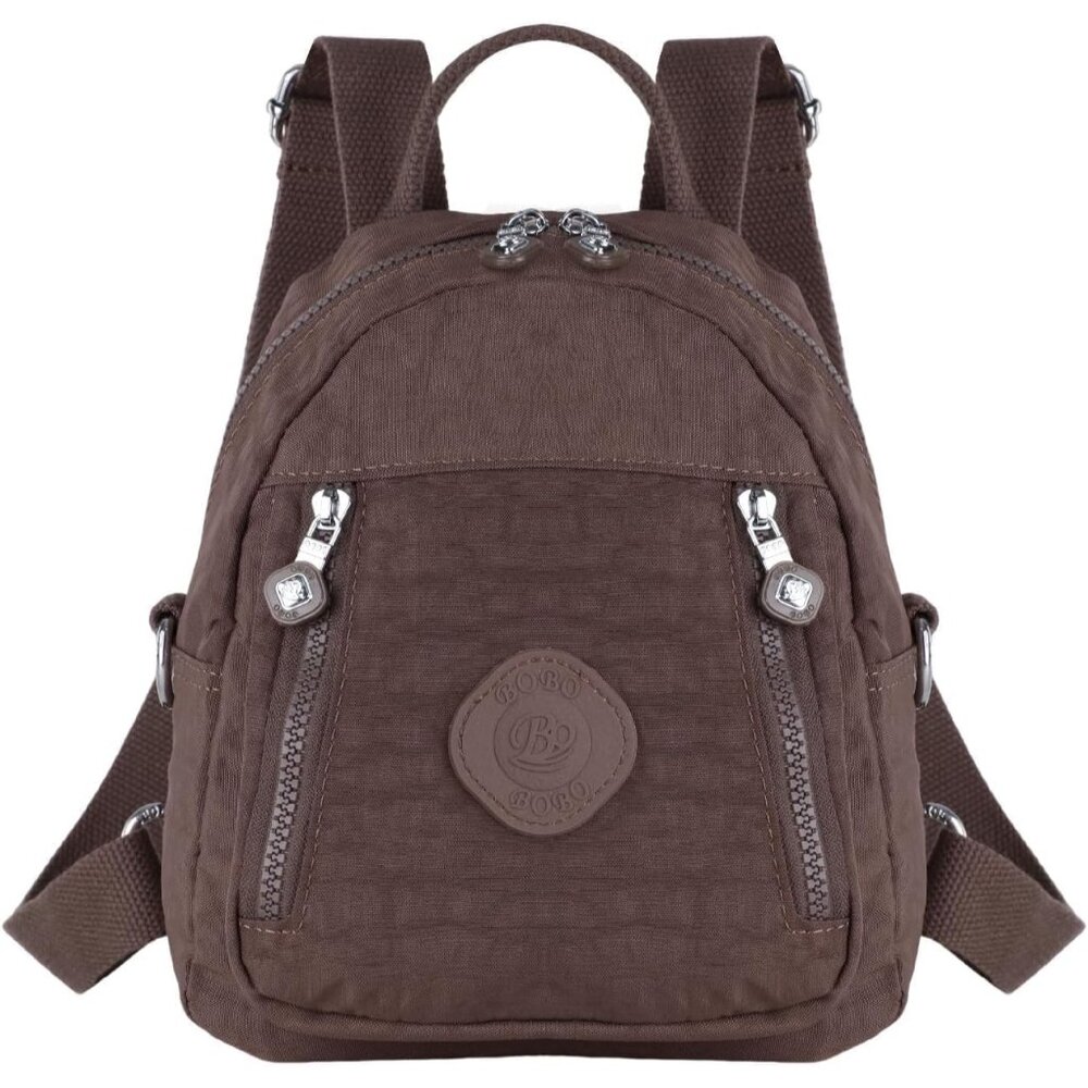 Brown Mini Size Waterproof Nylon Backpack For Wom… - image 1